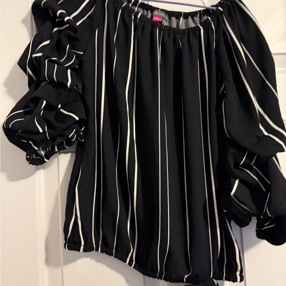 Black and White Striped Women's Top